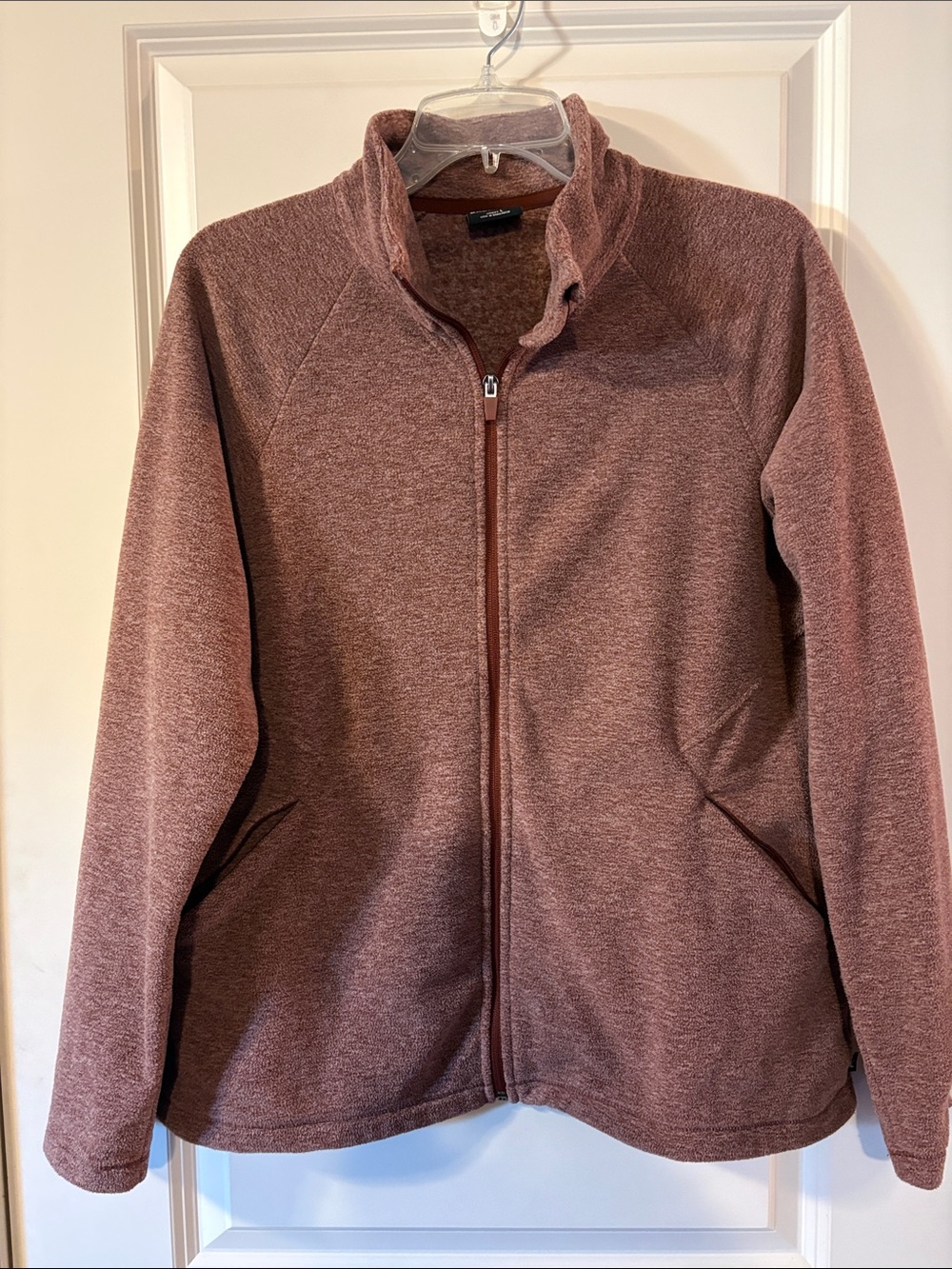 Eddie Bauer Women’s Heather Mauve Full-Zip Teddy Jacket